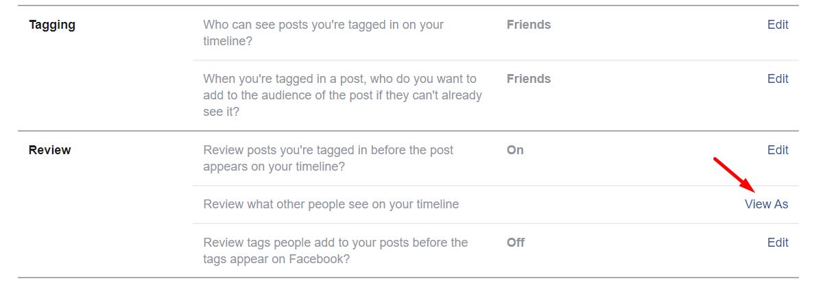 View Facebook Profile Directly From Privacy Shortcuts